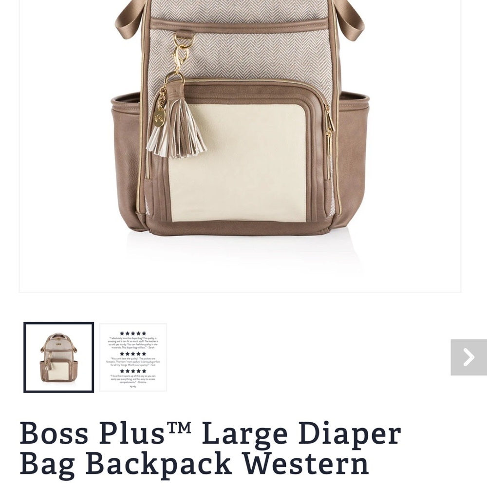 Itzy Ritzy Boss Taupe and Cream Backpack Diaper Bag